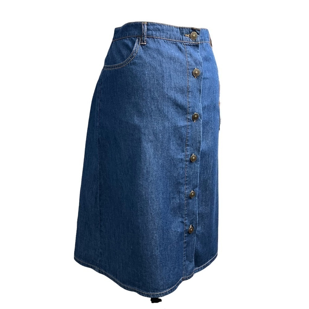 ABS ALLEN SCHWARTZ *NWT* 100% COTTON A-LINE DENIM BUTTON DOWN SKIRT SIZE 29 - Picture 5 of 16